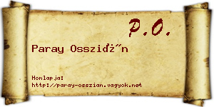 Paray Osszián névjegykártya